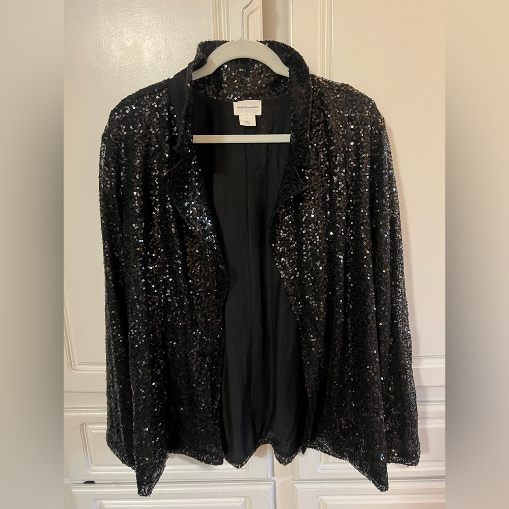 Melrose and Market Black Sequin Blazer size Large